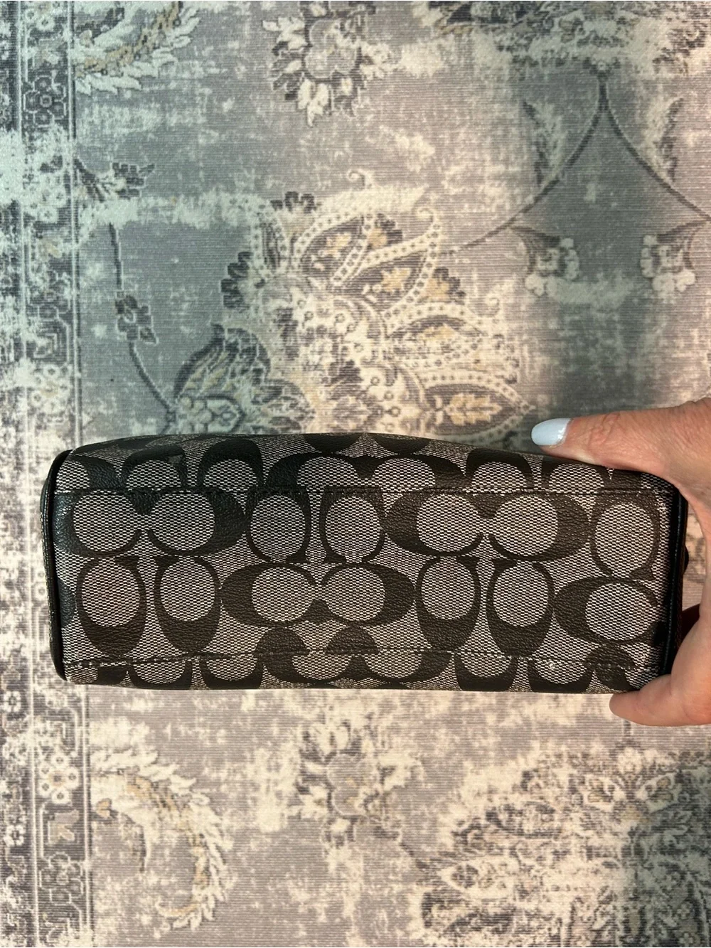 Coach Black and Gray Signature Jacquard Pouch